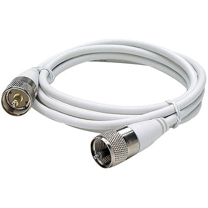 Seachoice 19761 10' RG58U White Coaxial Antenna Cable Assembly, Includes PL259 Fittings on Both Ends