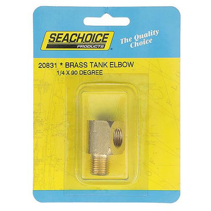 Seachoice Fuel Tank Elbow 1/4 In. NPT Male X 1/4 In. NPT Female, Brass, 20831