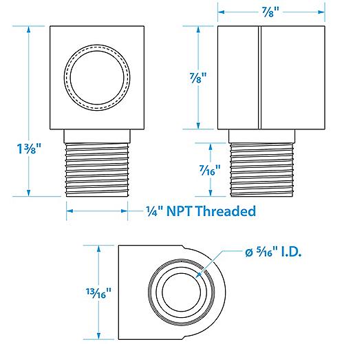 Seachoice Fuel Tank Elbow 1/4 In. NPT Male X 1/4 In. NPT Female, Brass, 20831