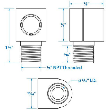 Seachoice Fuel Tank Elbow 1/4 In. NPT Male X 1/4 In. NPT Female, Brass, 20831