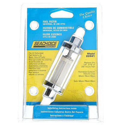 Seachoice in-Line Fuel Filter, Clear Body, Universal FitSeachoice in-Line Fuel Filter, Clear Body, Universal Fit