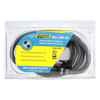 Seachoice 21371 Low Permeation Fuel Line Kit With High-Output Primer Bulb, Johnson/Evinrude, 3/8 In. X 7 Ft.