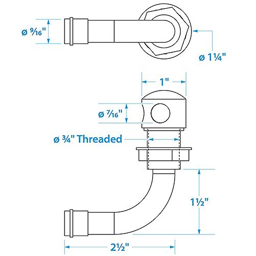 Seachoice Thru Hull Fuel Tank Vent, Chrome-Plated Brass, 5/8 in., 90 Degree
