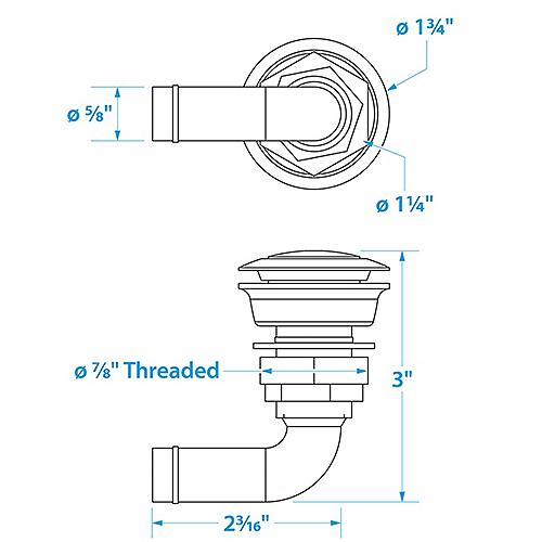 Seachoice 23061 Fuel Tank Vent, Stainless Steel, 5/8 In., 90 Degree, Corrosion-Resistant