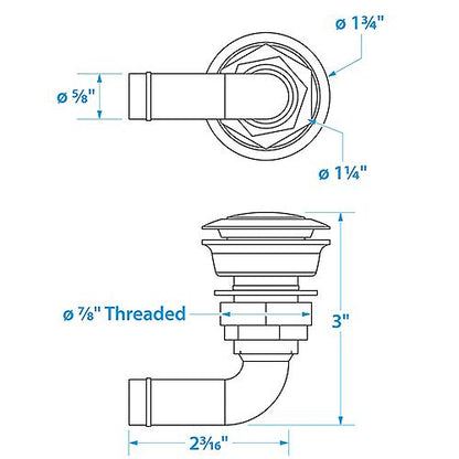 Seachoice 23061 Fuel Tank Vent, Stainless Steel, 5/8 In., 90 Degree, Corrosion-Resistant