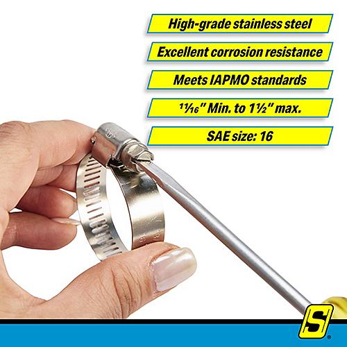 #16 Stainless-Steel Marine Hose Clamps, 9/16" Band
