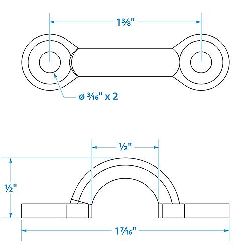 Seachoice 28811 Multi-Purpose Forged Stainless Steel 3/8 In. Eye Straps, Set of 4