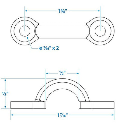 Seachoice 28811 Multi-Purpose Forged Stainless Steel 3/8 In. Eye Straps, Set of 4