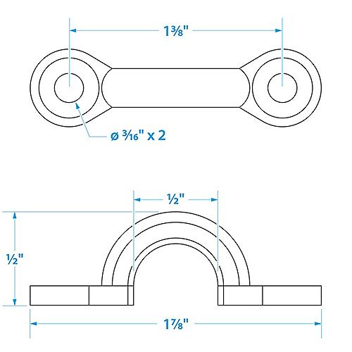 Seachoice 28831 Multi-Purpose Chrome-Plated Zinc 3/8 in. Eye Straps, Set of 4