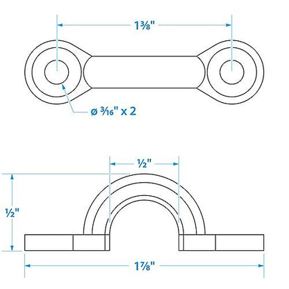 Seachoice 28831 Multi-Purpose Chrome-Plated Zinc 3/8 in. Eye Straps, Set of 4