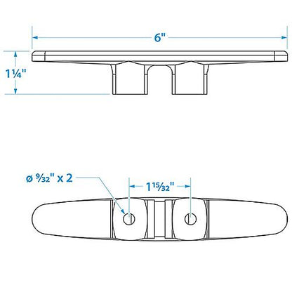 Seachoice 6" Black Plastic Cleat