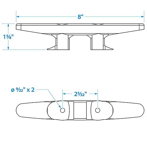 Seachoice 30841 Plastic Open Base 8 In. Boat Dock and Anchor Line Cleat, Black Finish