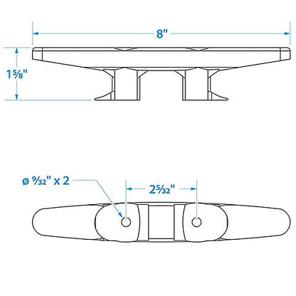 Seachoice 30841 Plastic Open Base 8 In. Boat Dock and Anchor Line Cleat, Black Finish