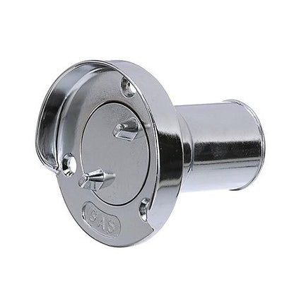 Seachoice Deck Mount Gas Fill Plate w/ Cap, Chrome-Plated Zinc, Includes Rubber Gasket and Beaded Chain Cap Tether