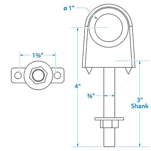 Seachoice 33531 Single Shank Bow Eye for Tow Lines or Boat Trailer Winch Hook, 3 in. Shank, 1 in. Eye Diameter