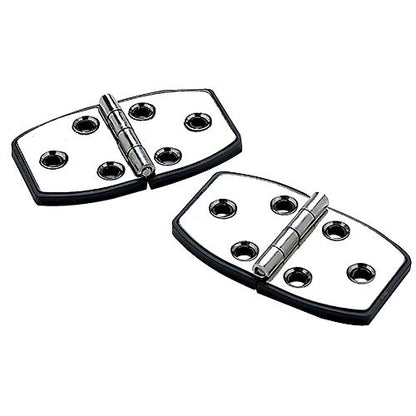 Seachoice 34151 Marine-Grade Utility Hinges, 304 Stainless Steel w/ Black Nylon Base Plate, Pack of 2