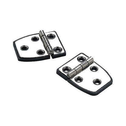 Seachoice 34351 (2)  Polished Stainless Steel 3/4" Short Side Hinges with Black Nylon Base Plate