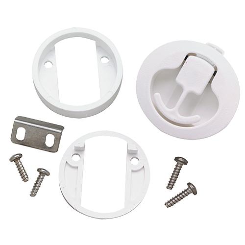 Seachoice 35521 Flush Mount Slam Latch, Rust-Free White Plastic, 2 in. Diameter