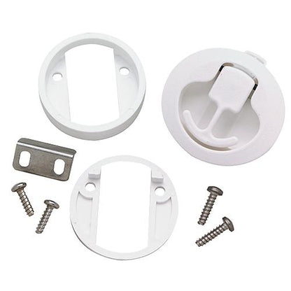 Seachoice 35521 Flush Mount Slam Latch, Rust-Free White Plastic, 2 in. Diameter
