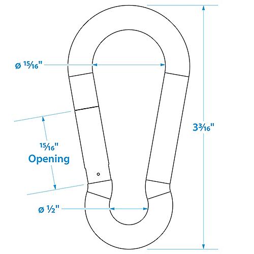 Seachoice 36861 Interlocking Spring Hook, 3.25 In. X 0.3125 In., 480 Lb. Max Load