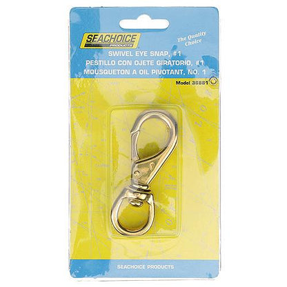 Seachoice 36881 Swivel Eye Snap, Cast Brass, Size #1, 3-1/4 In. Long, 5/8 In. ID Eye