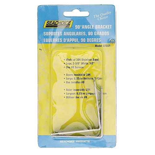 Seachoice Marine-Grade 90-Degree Angle Bracket, Polished 304 Stainless Steel, 2-3/8 in. X 1/2 in., Pack of 2