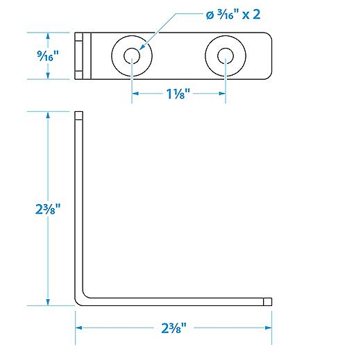 Seachoice Marine-Grade 90-Degree Angle Bracket, Polished 304 Stainless Steel, 2-3/8 in. X 1/2 in., Pack of 2