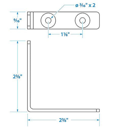 Seachoice Marine-Grade 90-Degree Angle Bracket, Polished 304 Stainless Steel, 2-3/8 in. X 1/2 in., Pack of 2