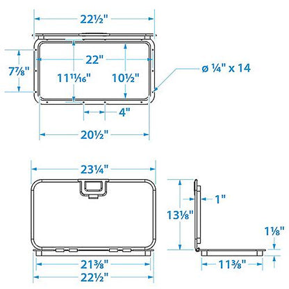 Seachoice 39201 White Offshore Hinged Low-Profile Hatch, 10 In. X 20 In.