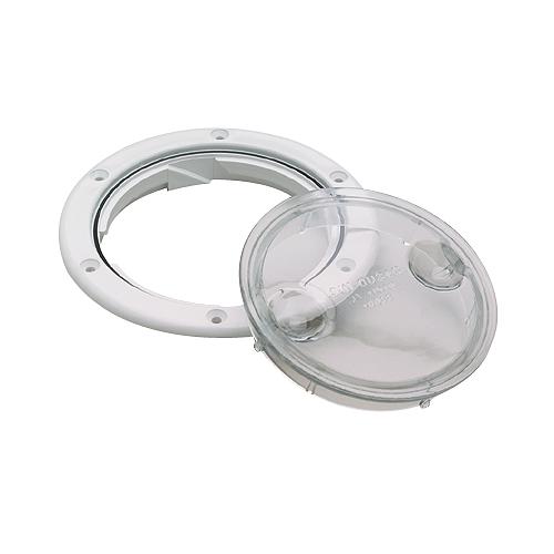 Seachoice 39401 Twist 'N' Lock Deck Plate, White w/ Clear Insert, Up to 6-1/2 In. Diameter