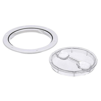 Seachoice 39401 Twist 'N' Lock Deck Plate, White w/ Clear Insert, Up to 6-1/2 In. Diameter