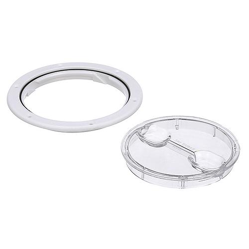 Seachoice 39401 Twist 'N' Lock Deck Plate, White w/ Clear Insert, Up to 6-1/2 In. Diameter