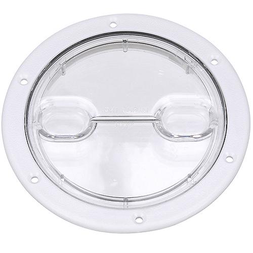 Seachoice 39401 Twist 'N' Lock Deck Plate, White w/ Clear Insert, Up to 6-1/2 In. Diameter