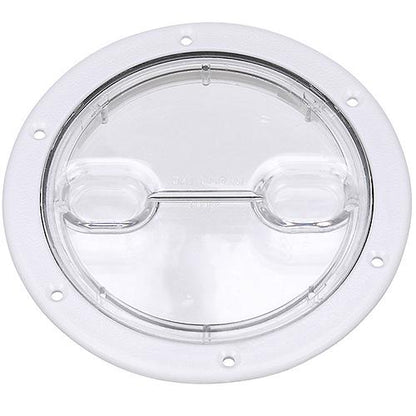 Seachoice 39401 Twist 'N' Lock Deck Plate, White w/ Clear Insert, Up to 6-1/2 In. Diameter