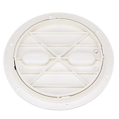 Seachoice 39421 Twist 'N' Lock Deck Plate, White Base and Lid, Up to 8-1/2 in. Diameter