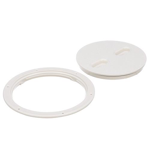 Seachoice 39421 Twist 'N' Lock Deck Plate, White Base and Lid, Up to 8-1/2 in. Diameter