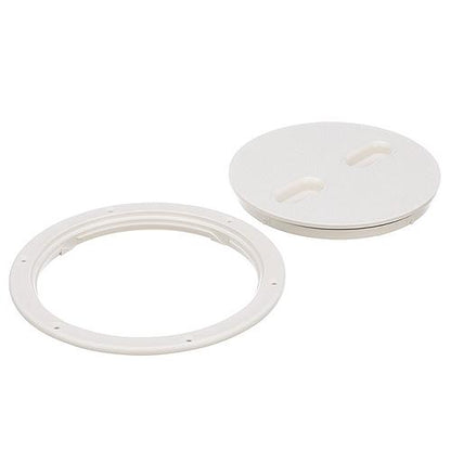 Seachoice 39421 Twist 'N' Lock Deck Plate, White Base and Lid, Up to 8-1/2 in. Diameter