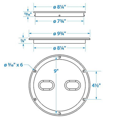 Seachoice 39421 Twist 'N' Lock Deck Plate, White Base and Lid, Up to 8-1/2 in. Diameter