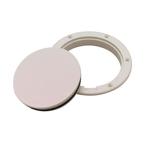Seachoice 39501 White Pry-Up Deck Plate, Watertight, Up to 6-1/2 in. Diameter Hole