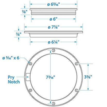 Seachoice 39501 White Pry-Up Deck Plate, Watertight, Up to 6-1/2 in. Diameter Hole