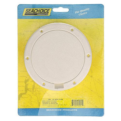Seachoice 39561 White Pry-Up Deck Plate, Watertight, Up to 8-1/2 in. Diameter Hole