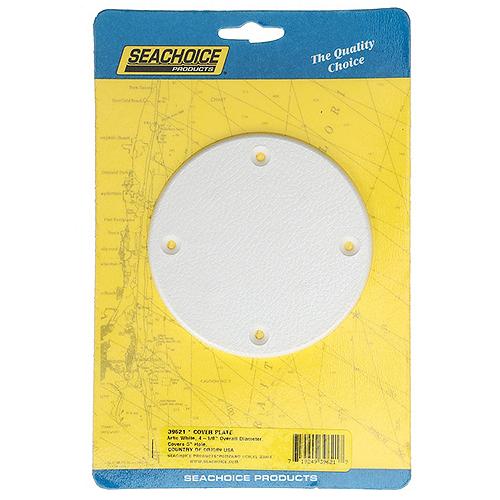 Seachoice 39621 Marine Boat Cover Plate, Arctic White, 4-1/8 in. Outer Diameter