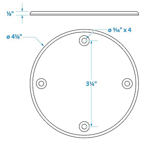 Seachoice 39621 Marine Boat Cover Plate, Arctic White, 4-1/8 in. Outer Diameter