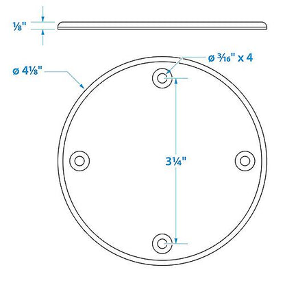 Seachoice 39621 Marine Boat Cover Plate, Arctic White, 4-1/8 in. Outer Diameter