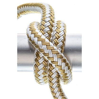 Seachoice Double-Braid Nylon Dock Line w/ Eye Splice, Pre-Shrunk, Heat Stabilized, 1/2 In. X 15 Ft., Gold White