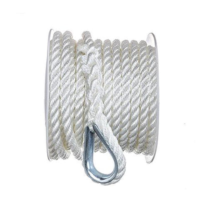 Seachoice Anchor Line Rope, 3-Strand Twisted, White, Nylon, 3/8 In. X 50 Ft.