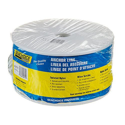 Seachoice Anchor Line Rope, 3-Strand Twisted, White, Nylon, 3/8 In. X 100 Ft.