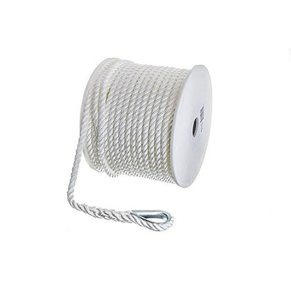 Seachoice Anchor Line Rope, 3-Strand Twisted, White, Nylon, 3/8 In. X 150 Ft.