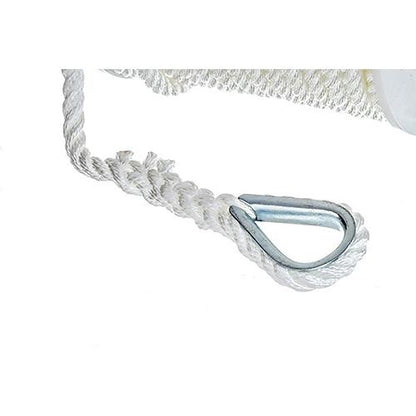 Seachoice Anchor Line Rope, 3-Strand Twisted, White, Nylon, 3/8 In. X 150 Ft.