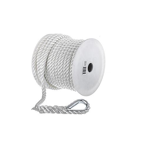 Seachoice Anchor Line Rope, 3-Strand Twisted, White, Nylon, 1/2 in. X 100 Ft.